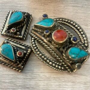 Pieces of a Turquoise and Coral Bracelet